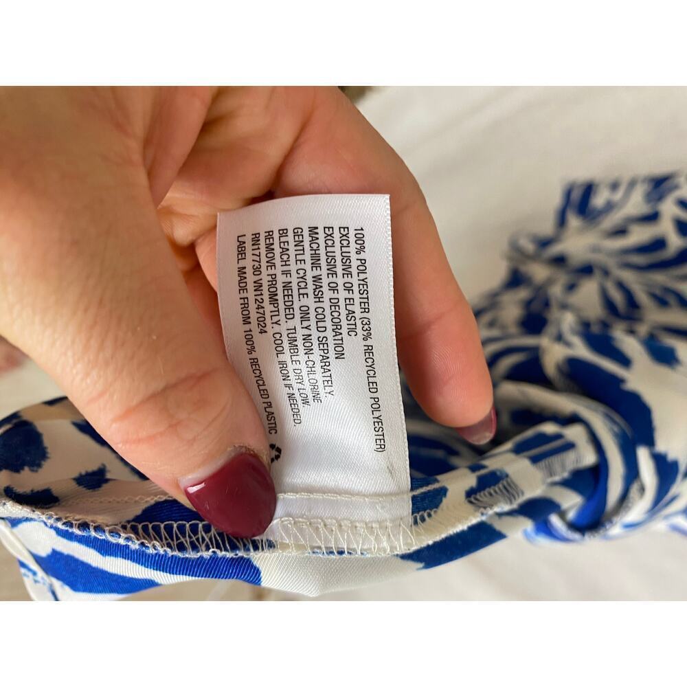 ALEXIS for Target Blue Botanical Tie Strap Asymmetrical Hem Dress Size Medium - Picture 8 of 15